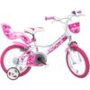 Dino Bikes Szívecskés rózsaszin-fehér kerékpár 16-os méretben