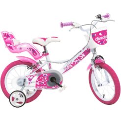 Dino Bikes Szívecskés rózsaszin-fehér kerékpár 16-os méretben